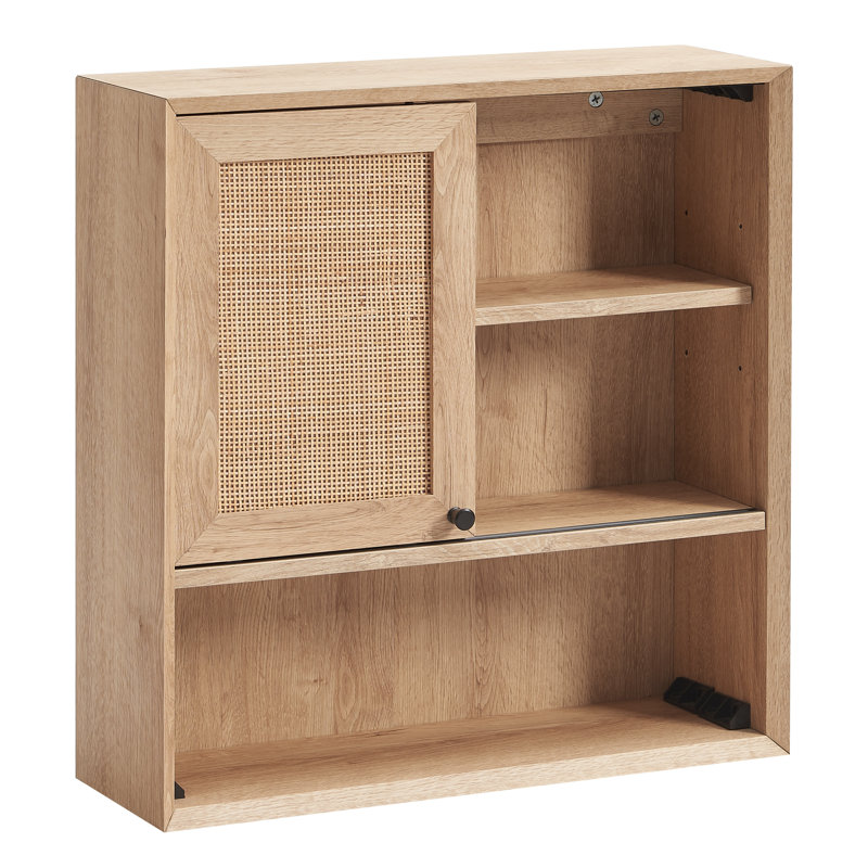 George Oliver Kueen Rattan Wall Mounted Bathroom Cabinet with Sliding ...